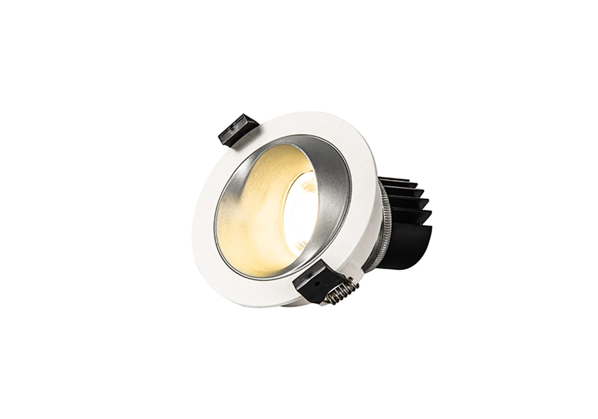 DM202376  Bonia 9 Powered by Tridonic 9W 770lm 2700K 24° LED Engine,250mA White/Silver 27° Angled Round Downlight , DRIVER NOT INC. 5yrs Warranty